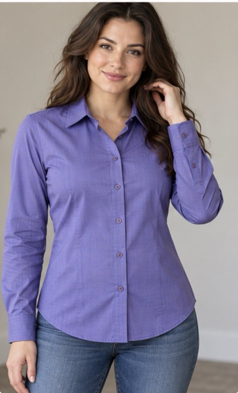 T.M. Lewin Shirt Womens Size 10 Purple Long Sleeve Button Front Blouse NWT